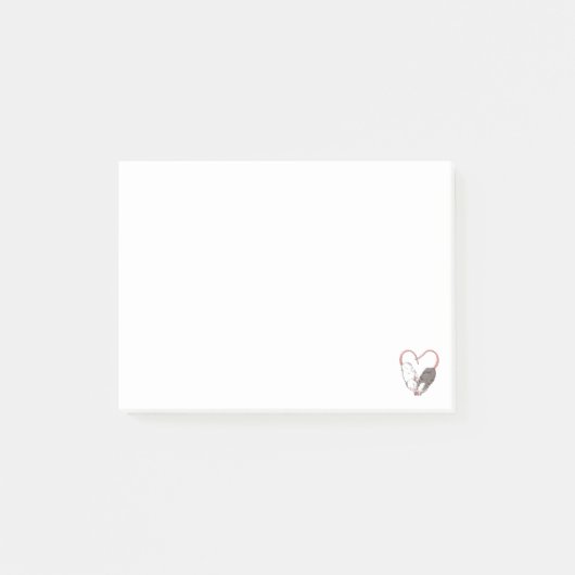 可愛おもしろいい小さな齧歯動物ペットハッピーハートラブラットL ポストイット (正面)