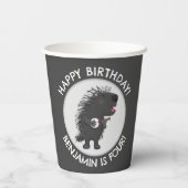 可愛おもしろいい山パーソナライズされた松の誕生漫画 紙コップ (裏面)