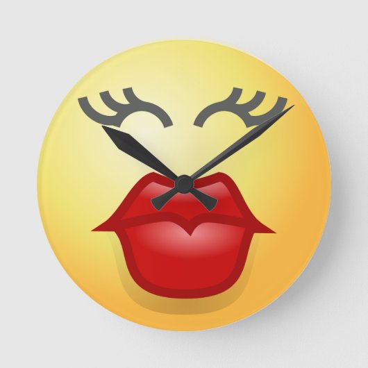 可愛おもしろいい幸せキス時計愛 ラウンド壁時計 (正面)