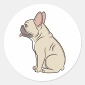 可愛おもしろいい座りブフランスのルドッグ ラウンドシール (正面)