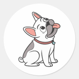 可愛おもしろいい座独身のりフランスのブルドッグ ラウンドシール