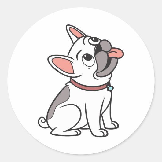 可愛おもしろいい座独身のりフランスのブルドッグ ラウンドシール (正面)