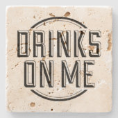 可愛おもしろいい引用文飲み物 ストーンコースター (正面)