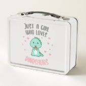 可愛おもしろいい恐竜を愛する少女 メタルランチボックス (裏面)