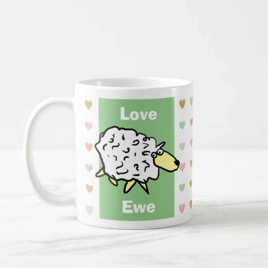 可愛おもしろいい愛You Sheep Pun コーヒーマグカップ (左)