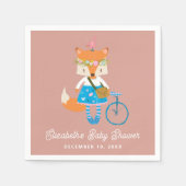 可愛おもしろいい森キツネ。ウッドランド動物の赤ちゃんシャワー スタンダードカクテルナプキン (正面)