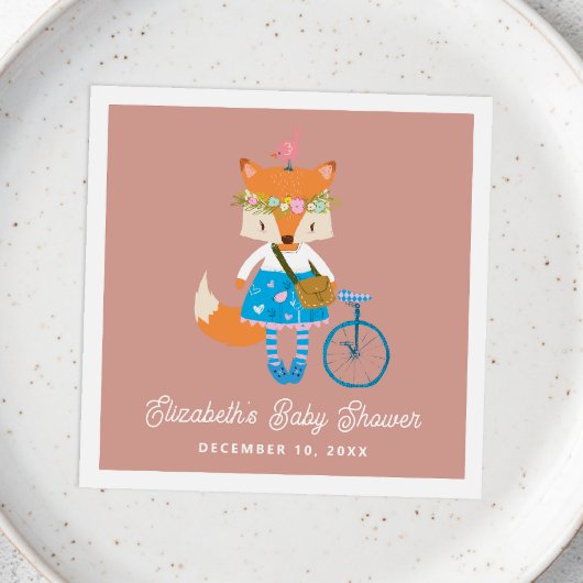 可愛おもしろいい森キツネ。ウッドランド動物の赤ちゃんシャワー スタンダードカクテルナプキン