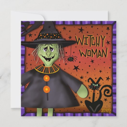 可愛おもしろいい気の利いた女性インスピレーションハロウィーン シーズンカード (正面)