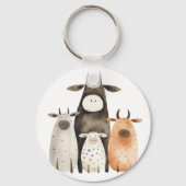 可愛おもしろいい水色の牛の家族ユーモアファーム キーホルダー (裏面)
