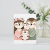 可愛おもしろいい漫画のオッターファミリー ポストカード (スタンド正面)