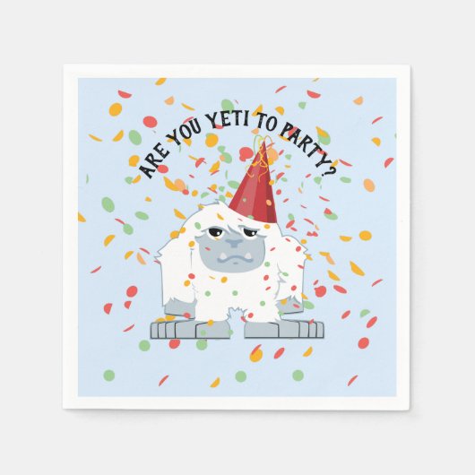 可愛おもしろいい漫画のパーティーにイェティ君 スタンダードカクテルナプキン (正面)