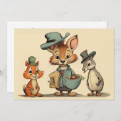 可愛おもしろいい漫画の動物のクーリエ任意の大事な行事 シーズンカード (正面/裏面)