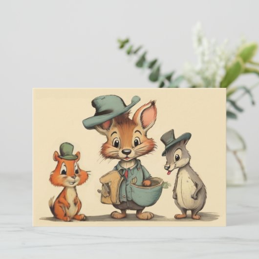 可愛おもしろいい漫画の動物のクーリエ任意の大事な行事 シーズンカード (スタンド正面)