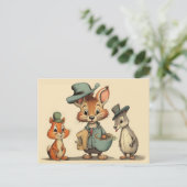 可愛おもしろいい漫画の動物のクーリエ任意の大事な行事 ポストカード (スタンド正面)