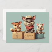 可愛おもしろいい漫画の動物任意の大事な行事配信 シーズンカード (正面/裏面)