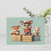 可愛おもしろいい漫画の動物任意の大事な行事配信 シーズンカード (スタンド正面)