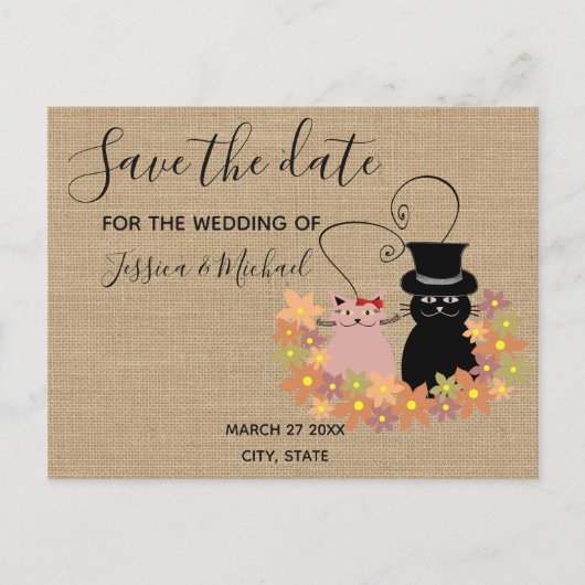 可愛おもしろいい漫画の猫がデートを救う 案内ポストカード (正面)