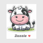 可愛おもしろいい漫画の甘いクラシック丸い動物牛 シール (シート)