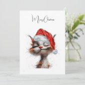 可愛おもしろいい漫画猫お洒落メリークリスマス シーズンカード (スタンド正面)