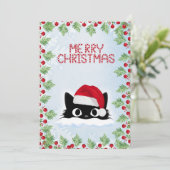 可愛おもしろいい漫画猫お洒落メリークリスマス シーズンカード (スタンド正面)