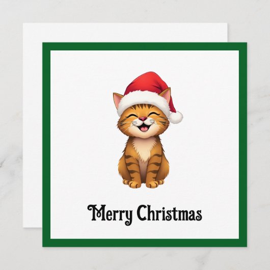 可愛おもしろいい漫画猫お洒落メリークリスマス シーズンカード (正面/裏面)