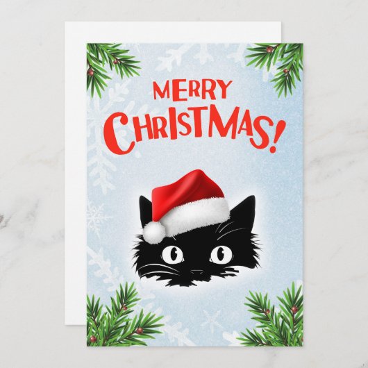 可愛おもしろいい漫画猫お洒落メリークリスマス シーズンカード (正面/裏面)