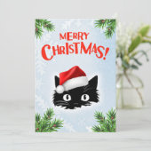 可愛おもしろいい漫画猫お洒落メリークリスマス シーズンカード (スタンド正面)