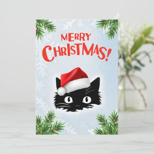 可愛おもしろいい漫画猫お洒落メリークリスマス シーズンカード (スタンド正面)