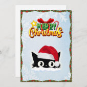 可愛おもしろいい漫画猫お洒落メリークリスマス シーズンカード (正面/裏面)