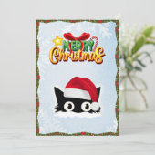 可愛おもしろいい漫画猫お洒落メリークリスマス シーズンカード (スタンド正面)