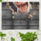 可愛おもしろいい牛顔田舎ユーモア農家 キッチンタオル (折り畳み)