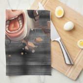 可愛おもしろいい牛顔田舎ユーモア農家 キッチンタオル (四つ折り)