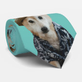 可愛おもしろいい犬が身に着け絵画たティール(緑がかった色)のネックタイ ネクタイ (ロール)