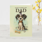 可愛おもしろいい犬とパパする父の予測できな日 カード (黄色い花)