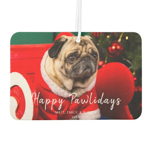 可愛おもしろいい犬のクリスマス写真ハッピーPawlidays カーエアーフレッシュナー (裏面)