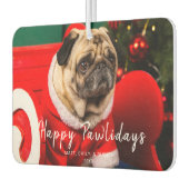 可愛おもしろいい犬のクリスマス写真ハッピーPawlidays カーエアーフレッシュナー (左)