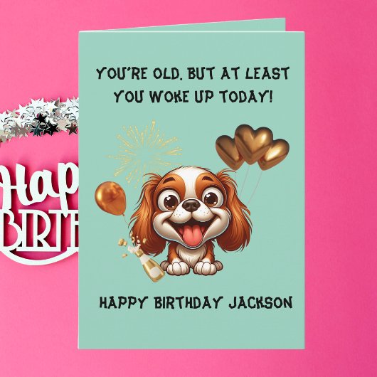 可愛おもしろいい犬のシンプル誕生日挨拶 カード
