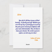 可愛おもしろいい犬の卒業挨拶カード シーズンカード (裏面)