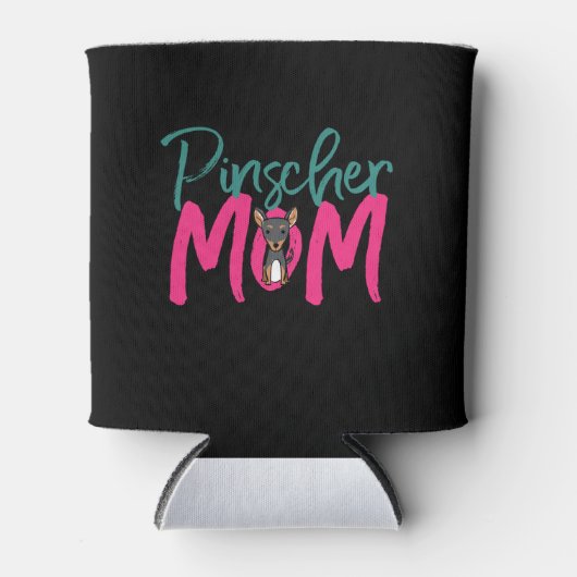 可愛おもしろいい犬の恋人の子犬ペットの飼い主ピンシャーママ 缶クーラー (正面)