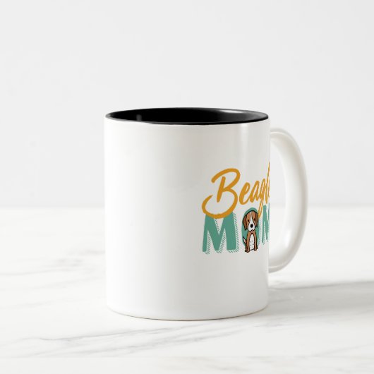 可愛おもしろいい犬の恋人の子犬ペットオーナービーグルママ ツートーンマグカップ (正面右)