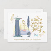 可愛おもしろいい犬の猫にすてきなる季節 シーズンポストカード (正面/裏面)