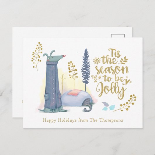 可愛おもしろいい犬の猫にすてきなる季節 シーズンポストカード (正面/裏面)