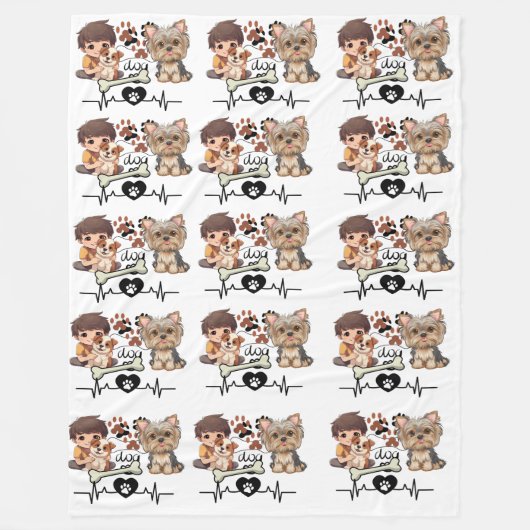 可愛おもしろいい犬柄の毛布 フリースブランケット (正面)