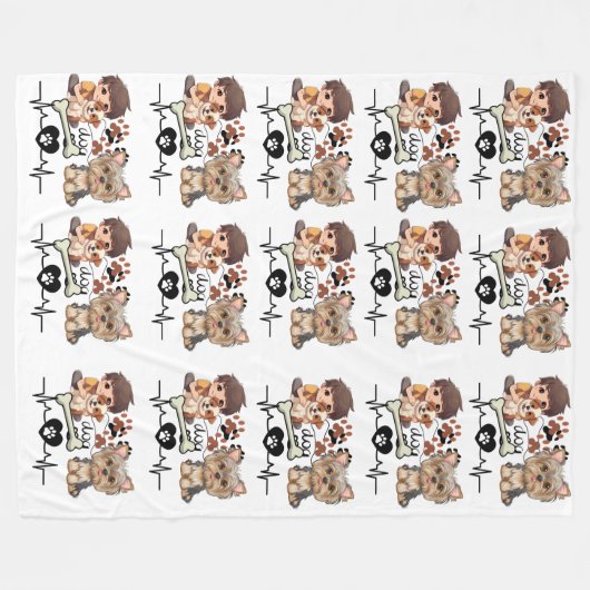可愛おもしろいい犬柄の毛布 フリースブランケット (正面(横))