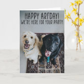 可愛おもしろいい犬誕生日グリーティングカード カード (黄色い花)