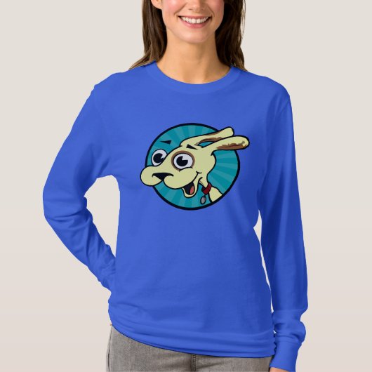 可愛おもしろいい犬長袖Tシャツ Tシャツ (正面)
