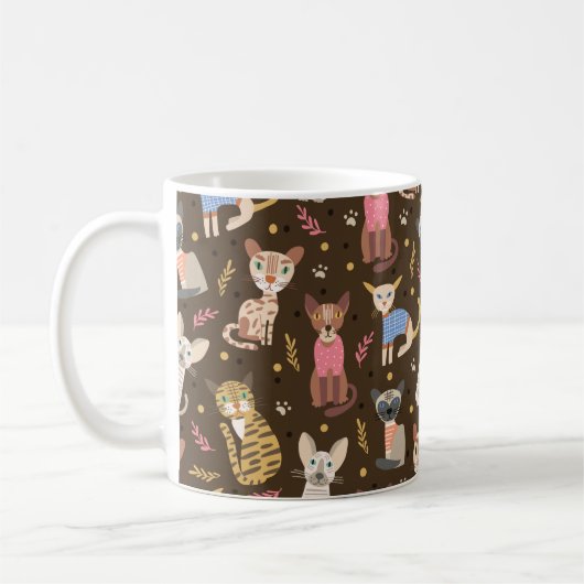 可愛おもしろいい猫がマグカップ コーヒーマグカップ (左)