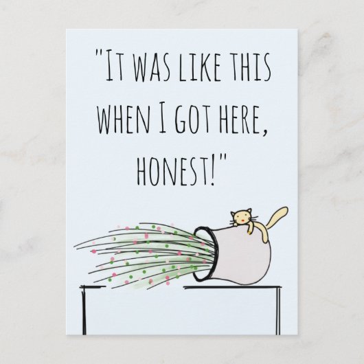 可愛おもしろいい猫が物を突き回す ポストカード (正面)