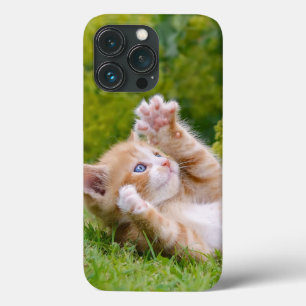 可愛おもしろいい猫が遊花園で子猫 iPhone 13 PROケース