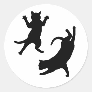 可愛おもしろいい猫のシルエット ラウンドシール
